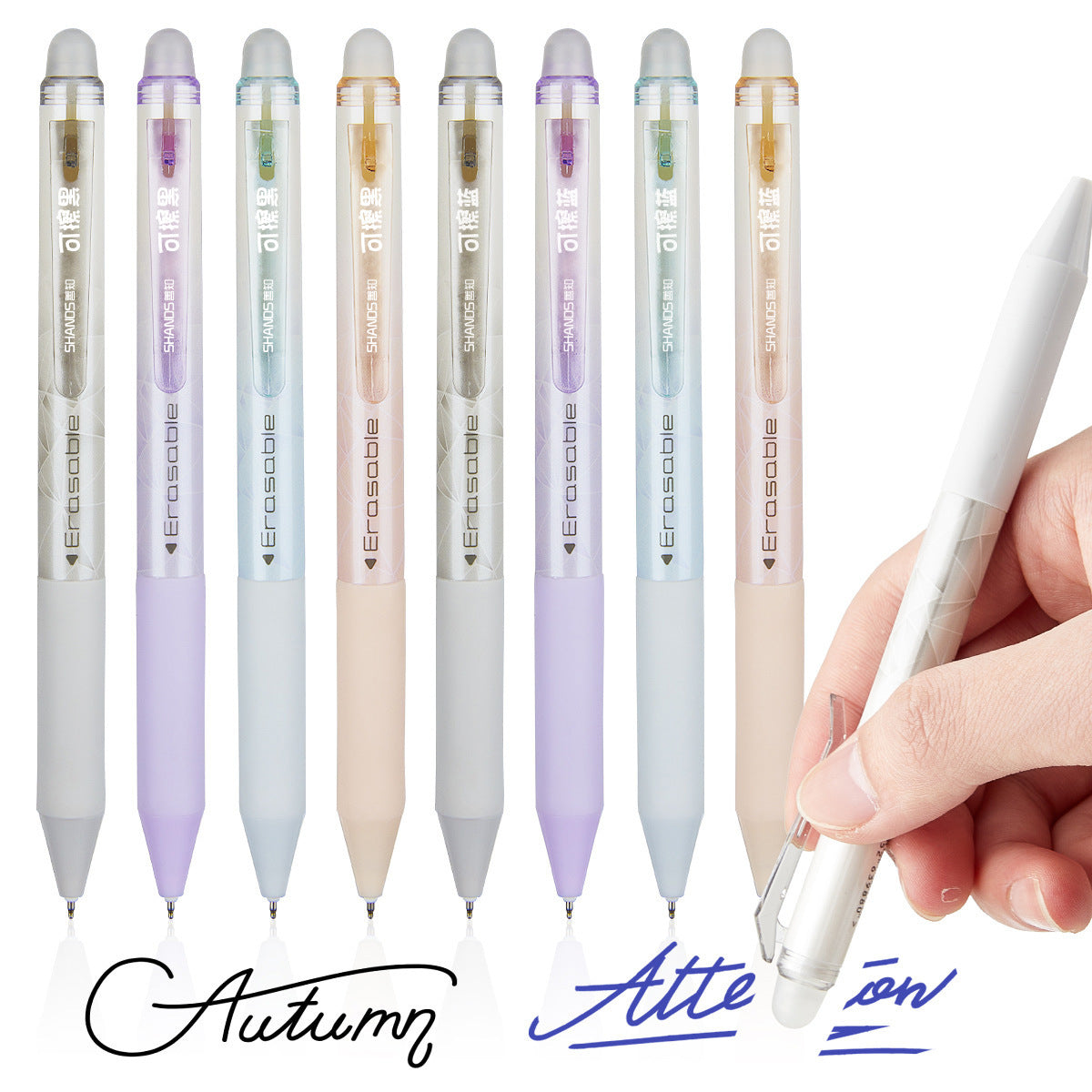 8-Pack Pastel Click Friction Erasable Pens Gel Pens 0.5mm