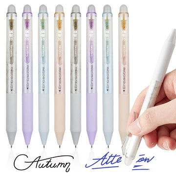 8-Pack Pastel Click Friction Erasable Pens Gel Pens 0.5mm