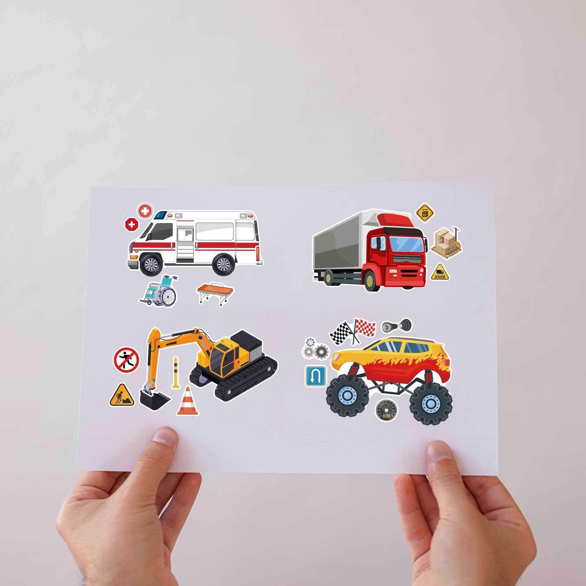 32 Sheets Vehicle Theme Make Your Own Stickers for Kids - TTpen