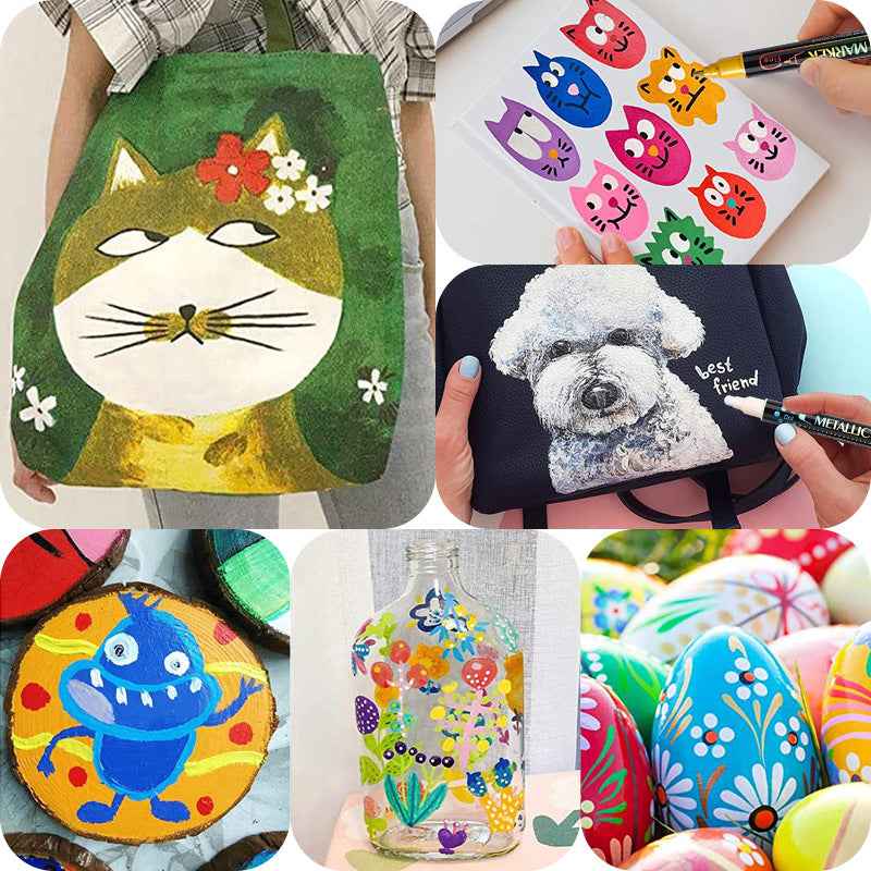 Guangna 24 Colors Metallic Paint Twin Marker Pens with Dot and Fine Tip - TTpen