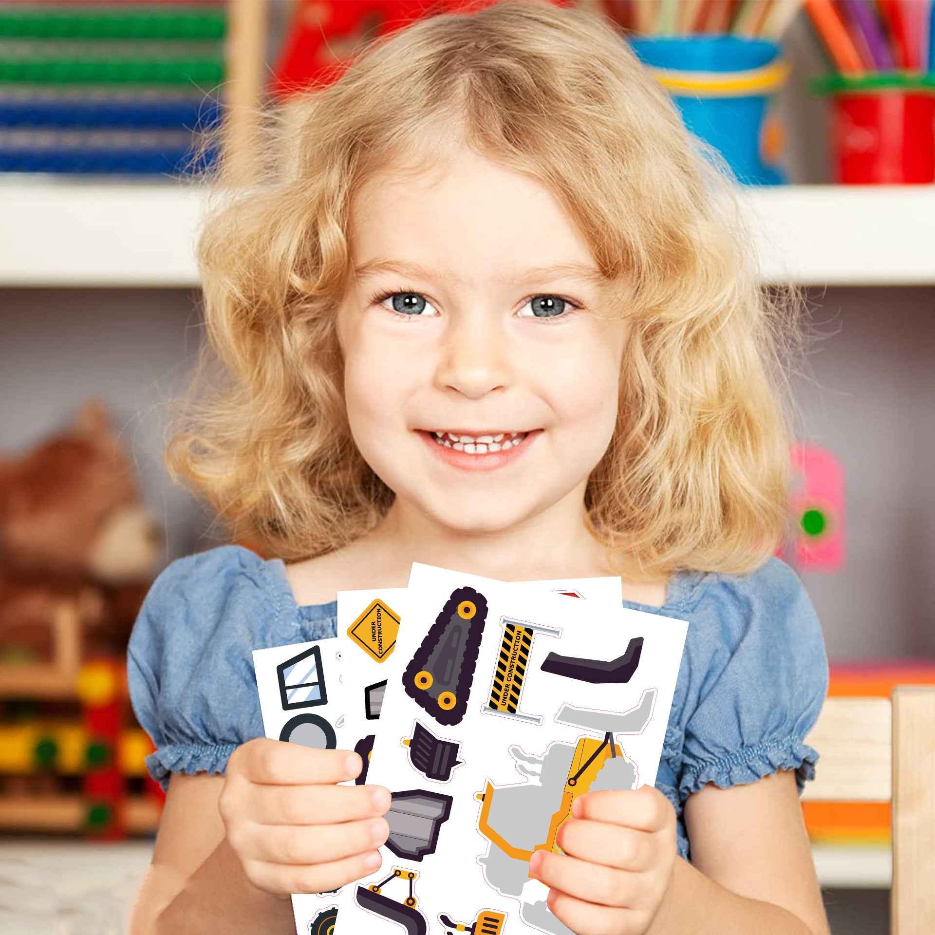 24 Sheets Engineering Vehicles Make Your Own Stickers for Kids - TTpen