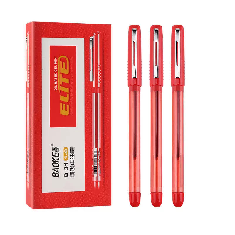 Baoke Oil-Based Gel Pen B31 (Pack of 12) 0.6mm Red