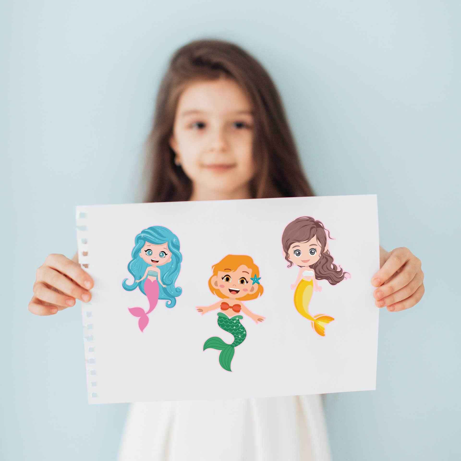 24 Sheets Mermaid Make a Face Sticker Sheets for Kids Girls - TTpen