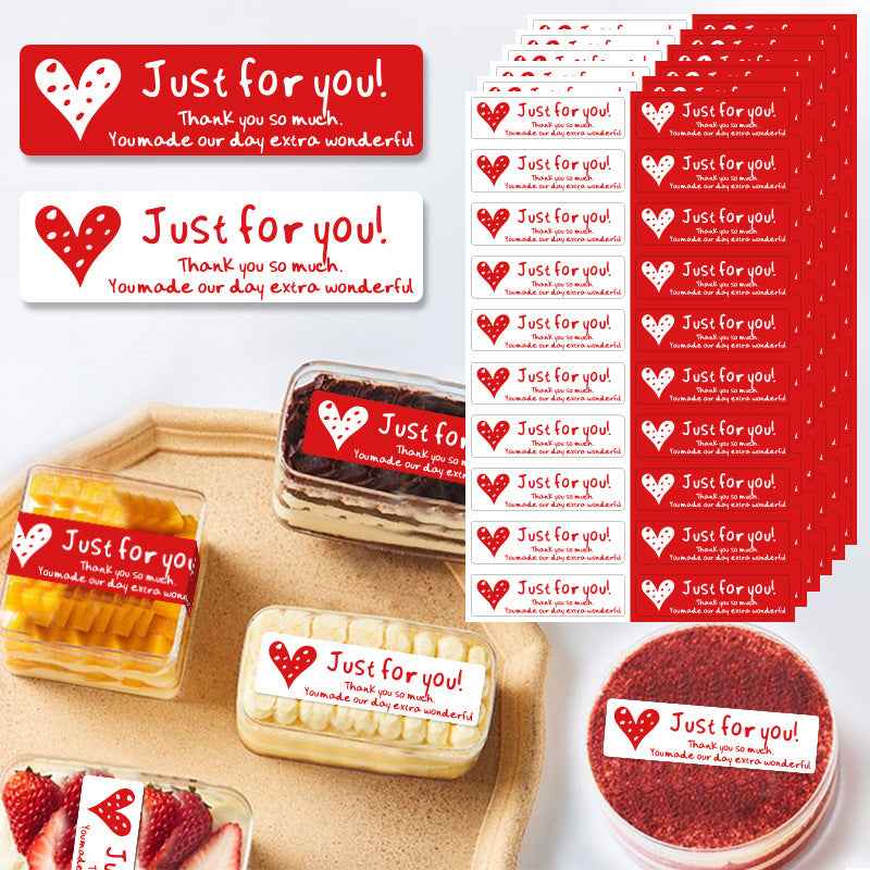 400pcs Just for You Stickers,55 x 15 mm,Red and White Rectangular Labels - TTpen