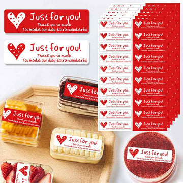 400pcs Just for You Stickers,55 x 15 mm,Red and White Rectangular Labels - TTpen