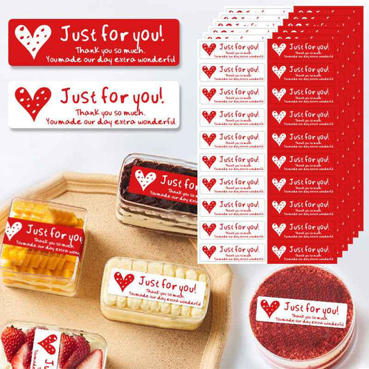 400pcs Just for You Stickers,55 x 15 mm,Red and White Rectangular Labels - TTpen