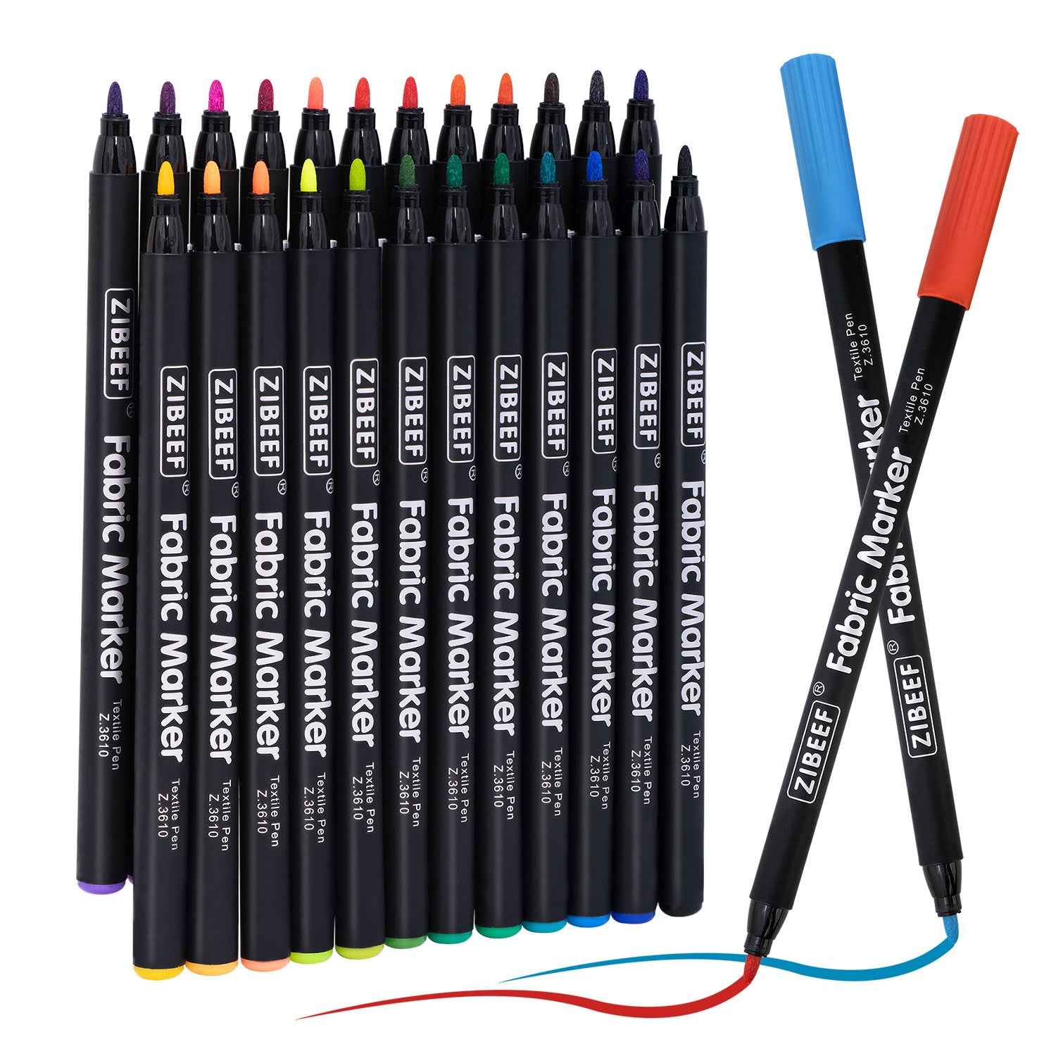 XIBEEF Permanent Fabric Markers Textile Pen,12/24 Colors Pack