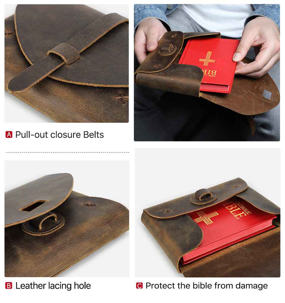 Leather Bible Book Cover Holder