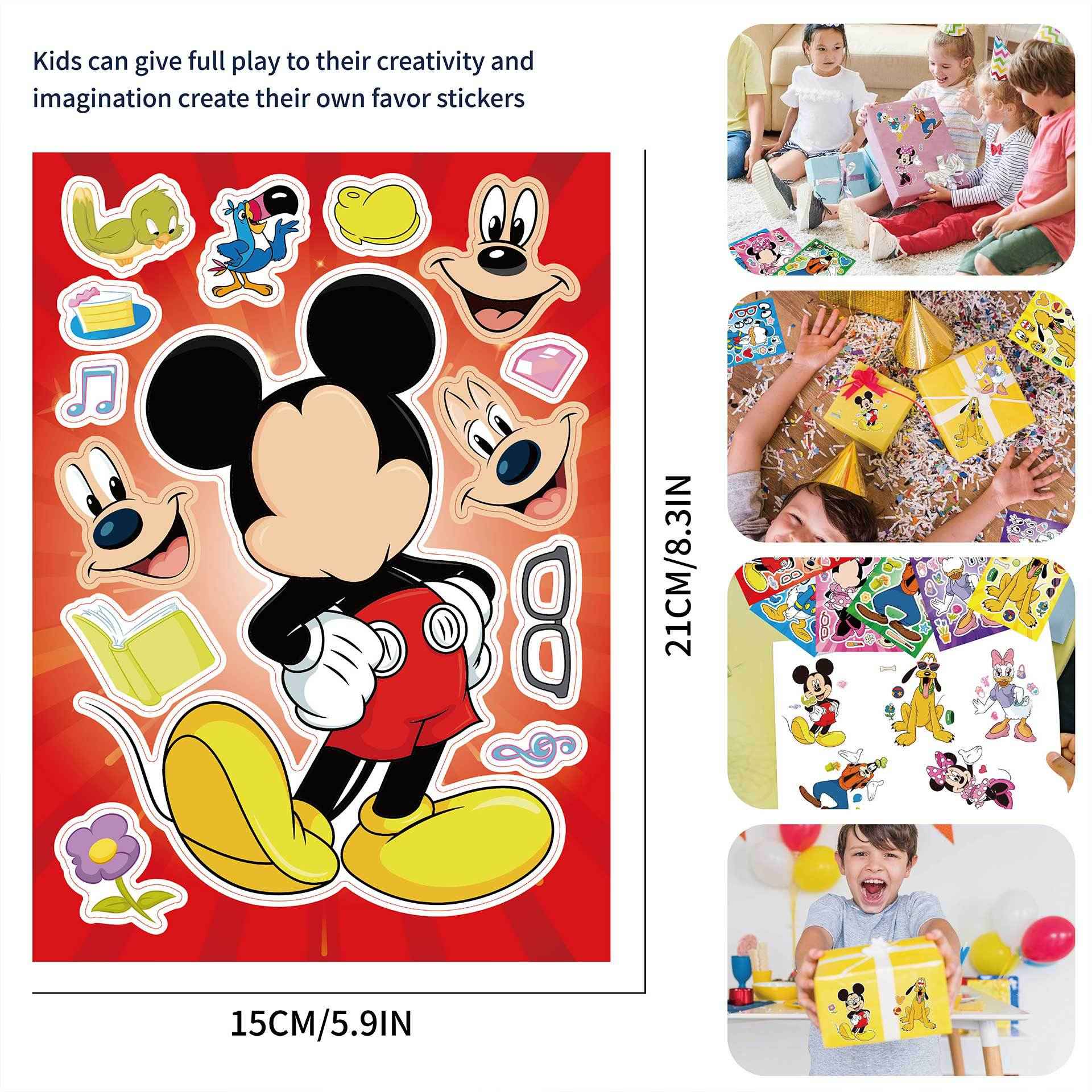 24 Sheets Mickey Mouse Make a Face DIY Stickers for Kids - TTpen