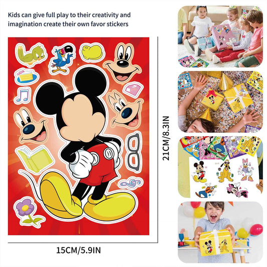 24 Sheets Mickey Mouse Make a Face DIY Stickers for Kids - TTpen