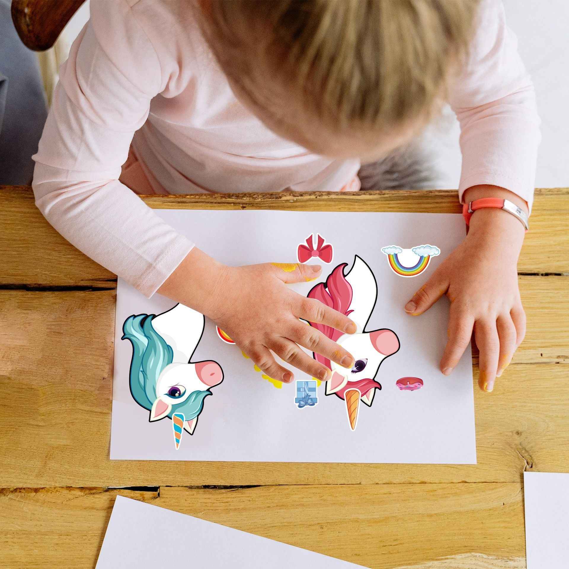 24 Sheets Make Your Own Unicorn Stickers for Girls 21 x 15 cm - TTpen