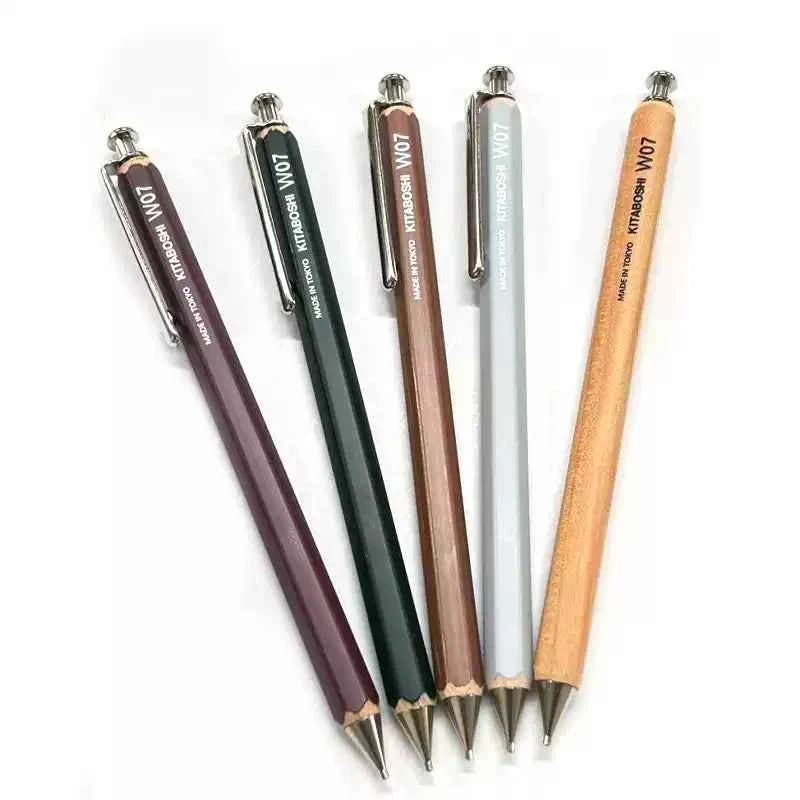 Kitaboshi 0.7mm Mechanical Pencil,Wooden Barrel,2B,Black Lead,W07