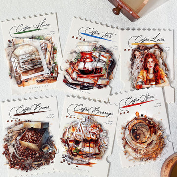 Coffee Lovers PET Sticker Set 120 Adhesive Decals for Journals Planners