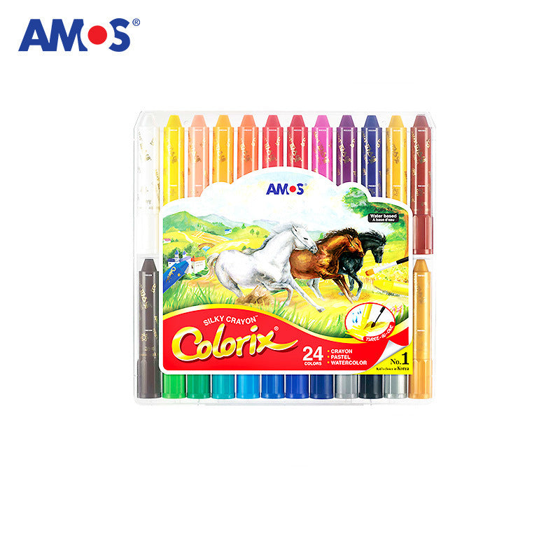 AMOS Silky Crayon Colorix 3in1 Crayon,Pastel,Watercolor Color Pen 24 Colors