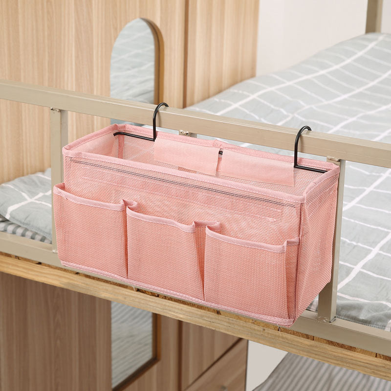 Bedside Caddy Organizer Hanging Storage with 3 Pockets Pink