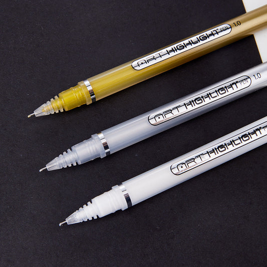 Gold Silver White Gel Pens,1mm Fine Point 6 Pack