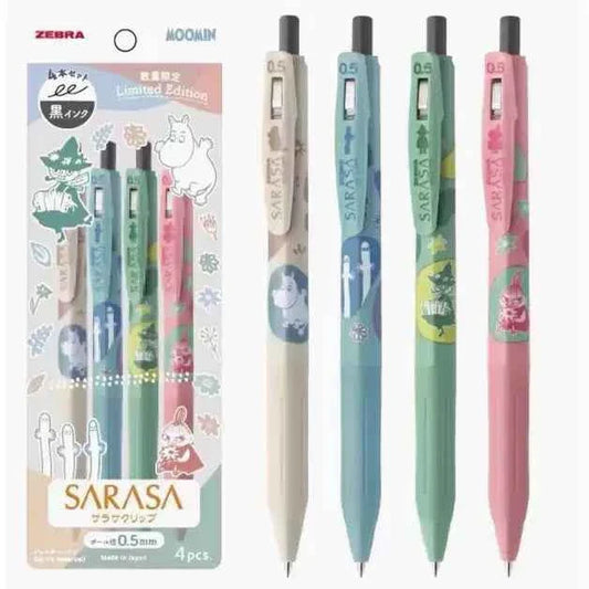 Zebra SARASA Clip x Moomin Gel Pen - 0.5mm 4 Pack - Limited Edition