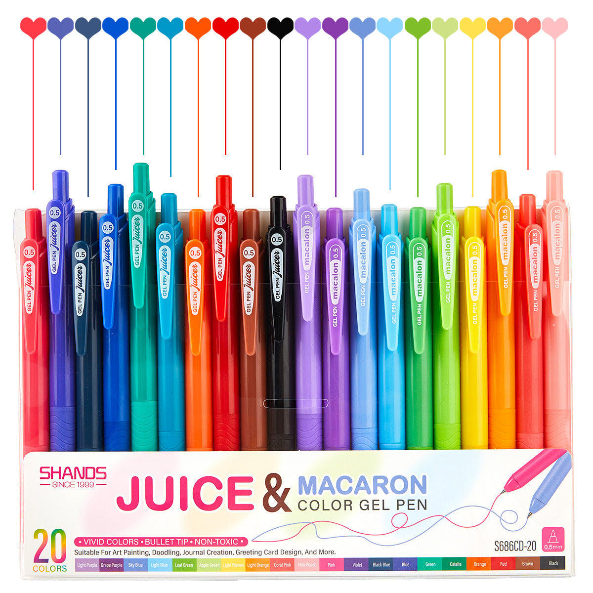SHANDS S686 Retro /Juice Colored Gel Ink Pens Retractable 0.5mm