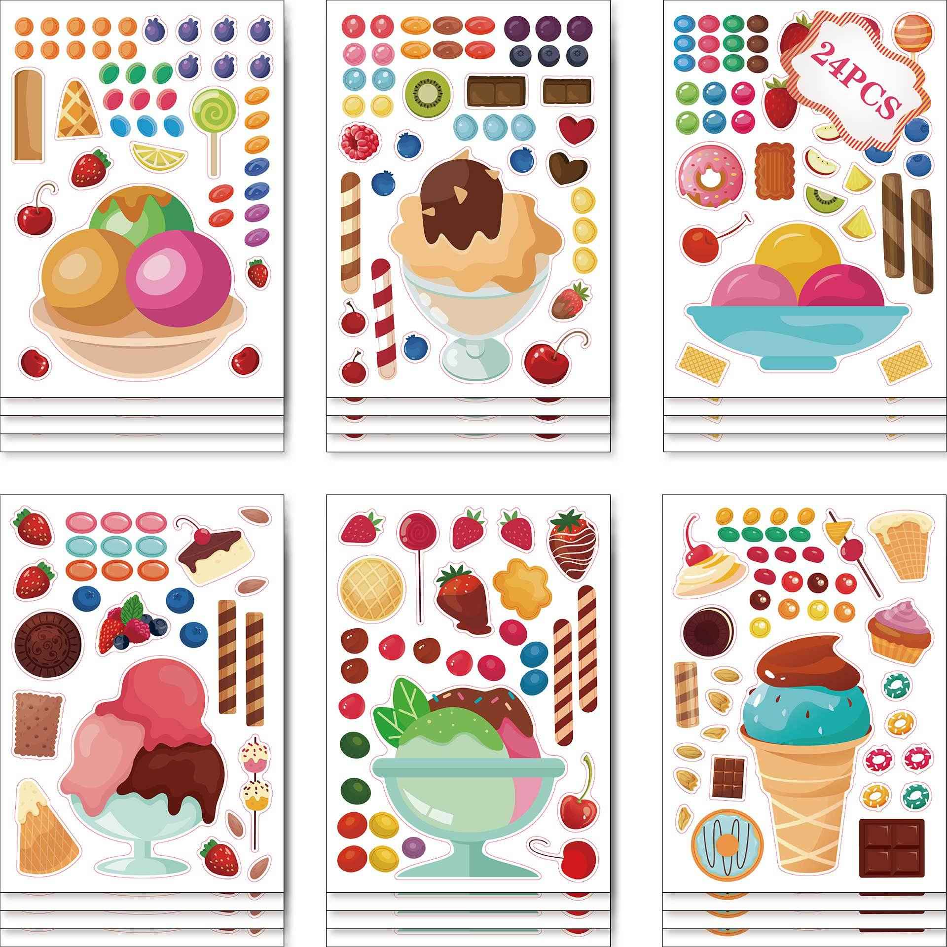 24 Sheets Icecream Theme Make Your Own Stickers for Kids - TTpen
