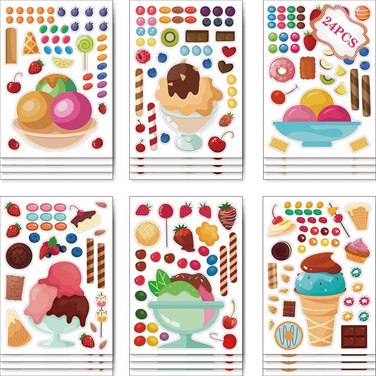 24 Sheets Icecream Theme Make Your Own Stickers for Kids - TTpen