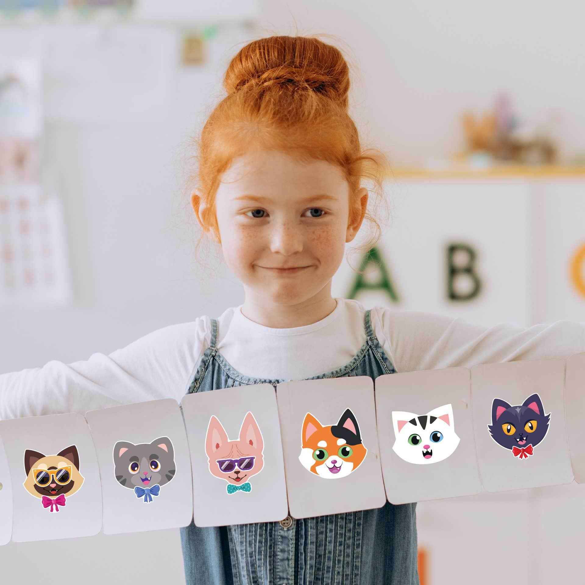 24 Sheets Cute Cat Head Make Your Own Stickers for Kids - TTpen
