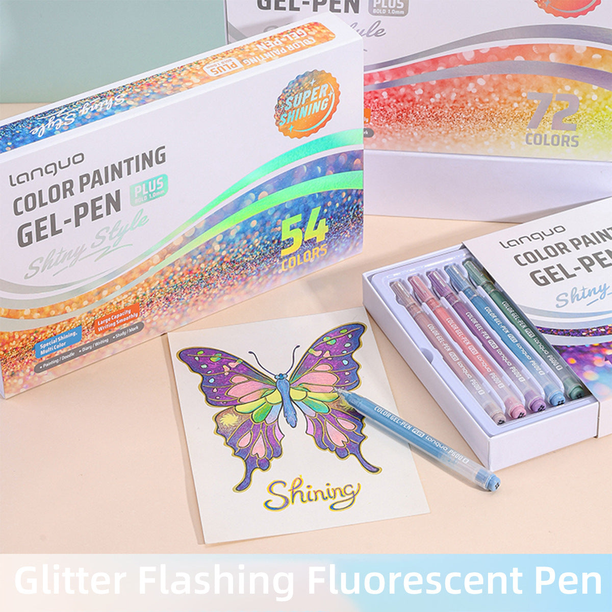 Languo Color Painting Gel Pen Plus 1.0mm Shiny Style 24/36/54/72 Colors