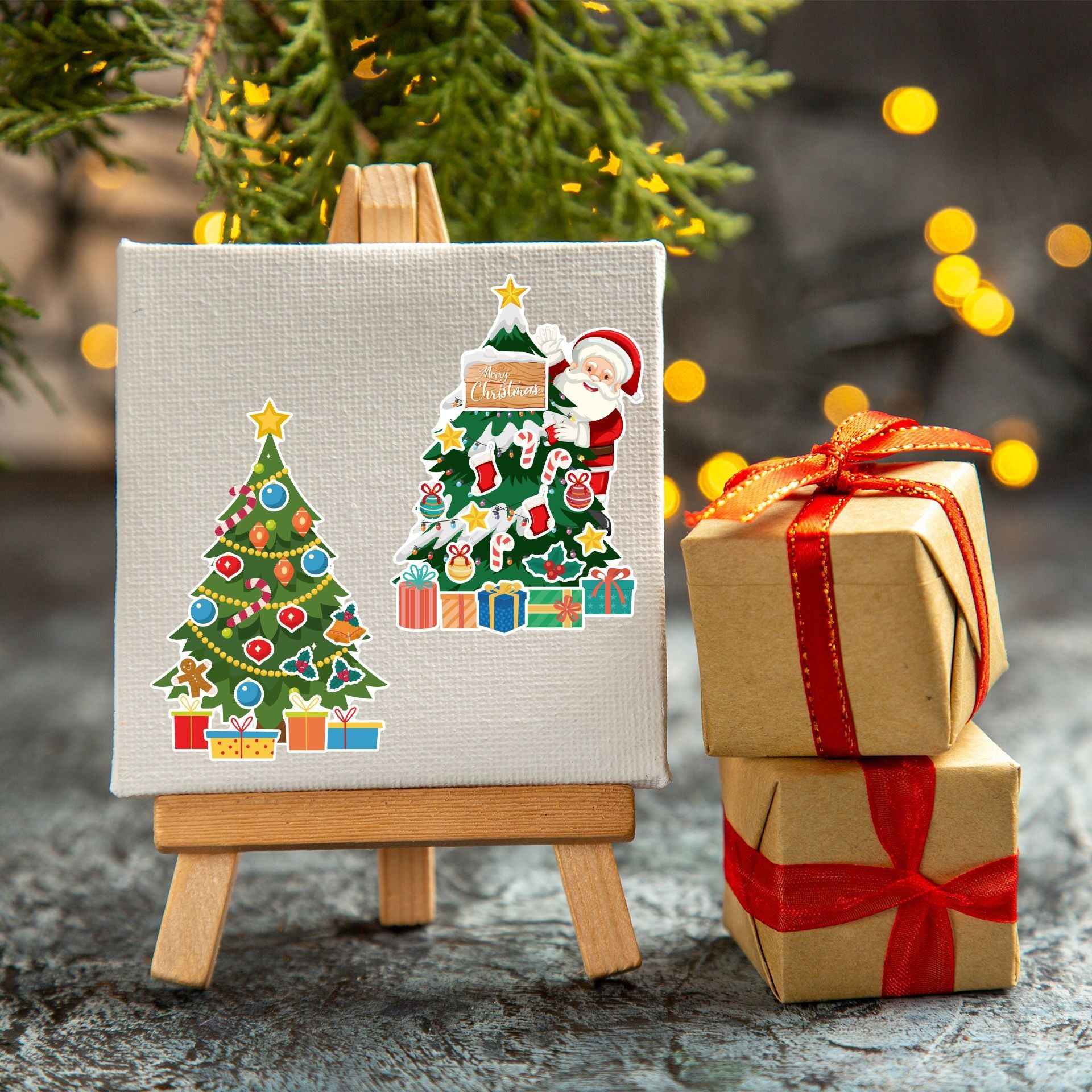 24 Sheets Christmas Tree Make Your Own Stickers for Kids Cards Crafts - TTpen