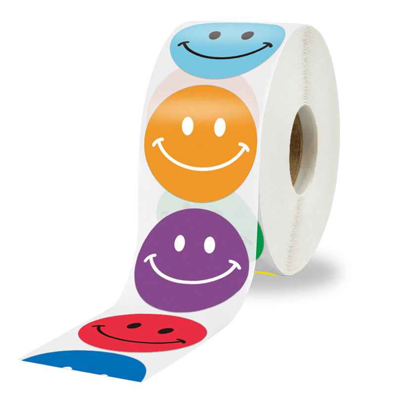 500pcs Happy Smile Face Reward Stickers,1 inch,8 Colors - TTpen
