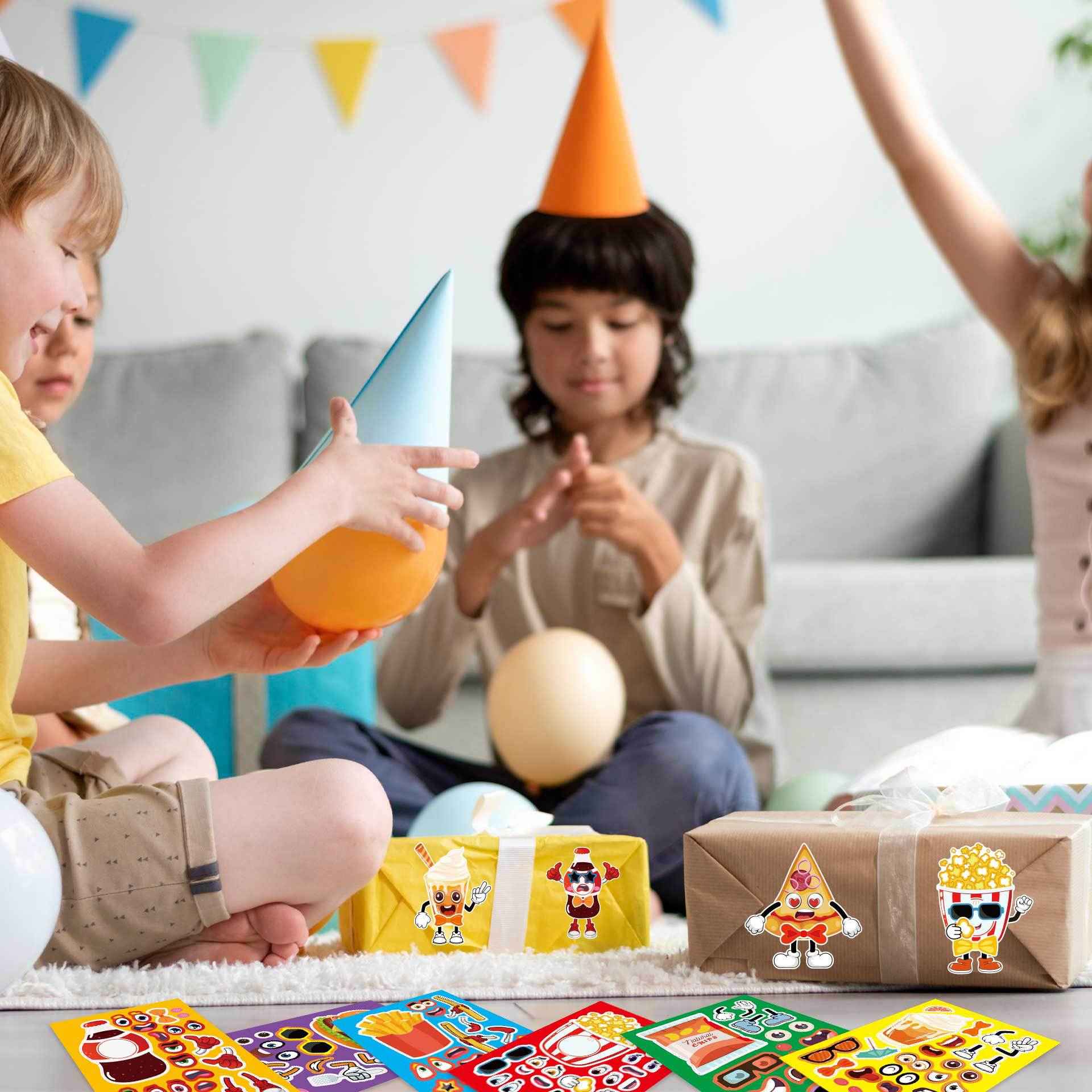 32 Sheets Food Theme Make Your Own Stickers for Kids Birthday Party - TTpen
