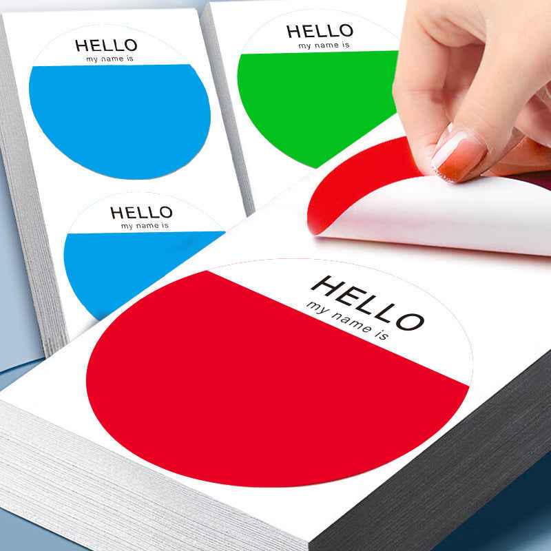 200Pcs Hello Name Tags Hello My Name is Stickers 8cm Round - TTpen