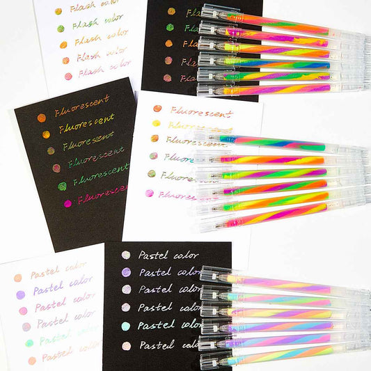 SHANDS 18 Colors Magic Rainbow Gel Pens with Glitter Neon Pastel