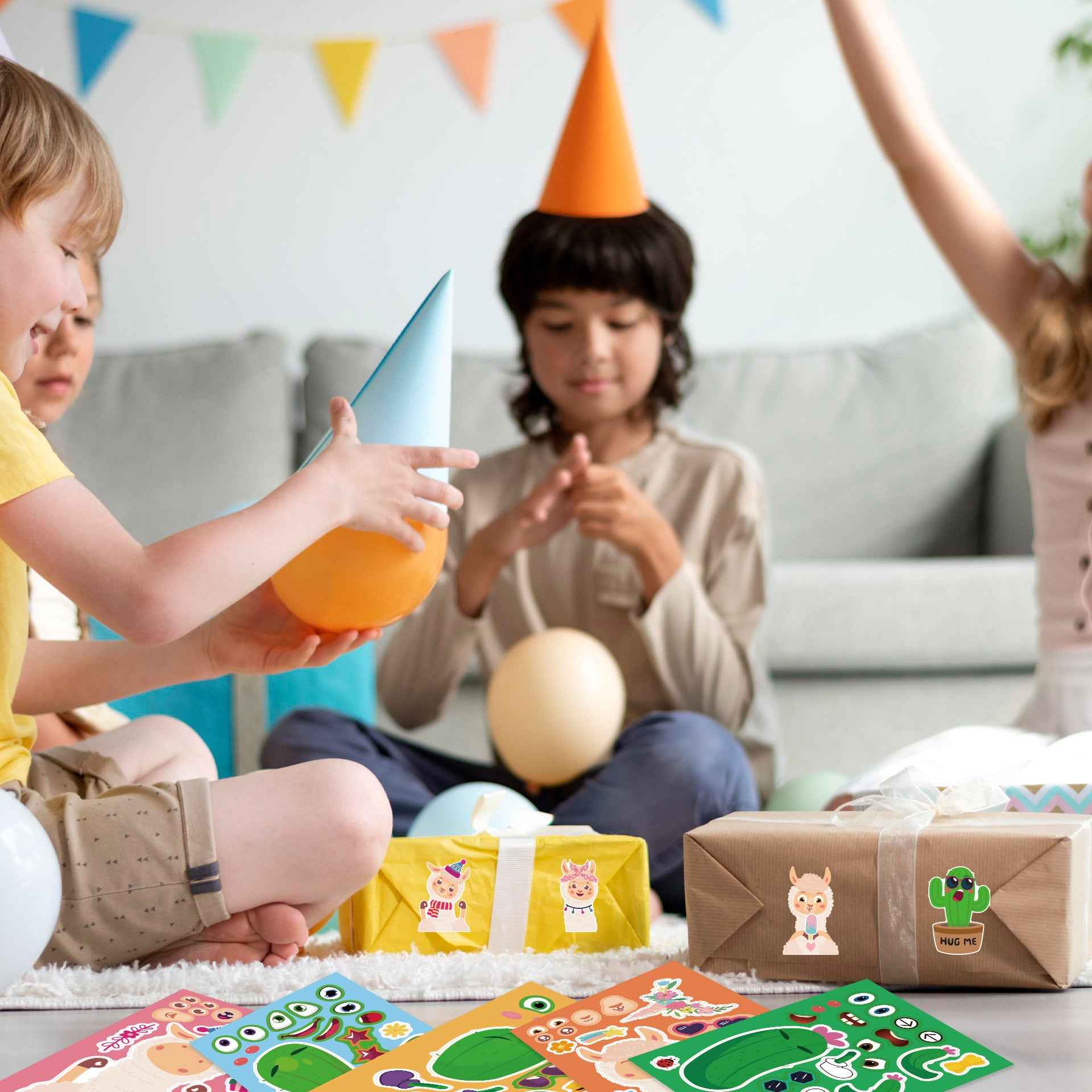 32 Sheets Cartoon Alpaca Make Your Own Stickers for Kids - TTpen