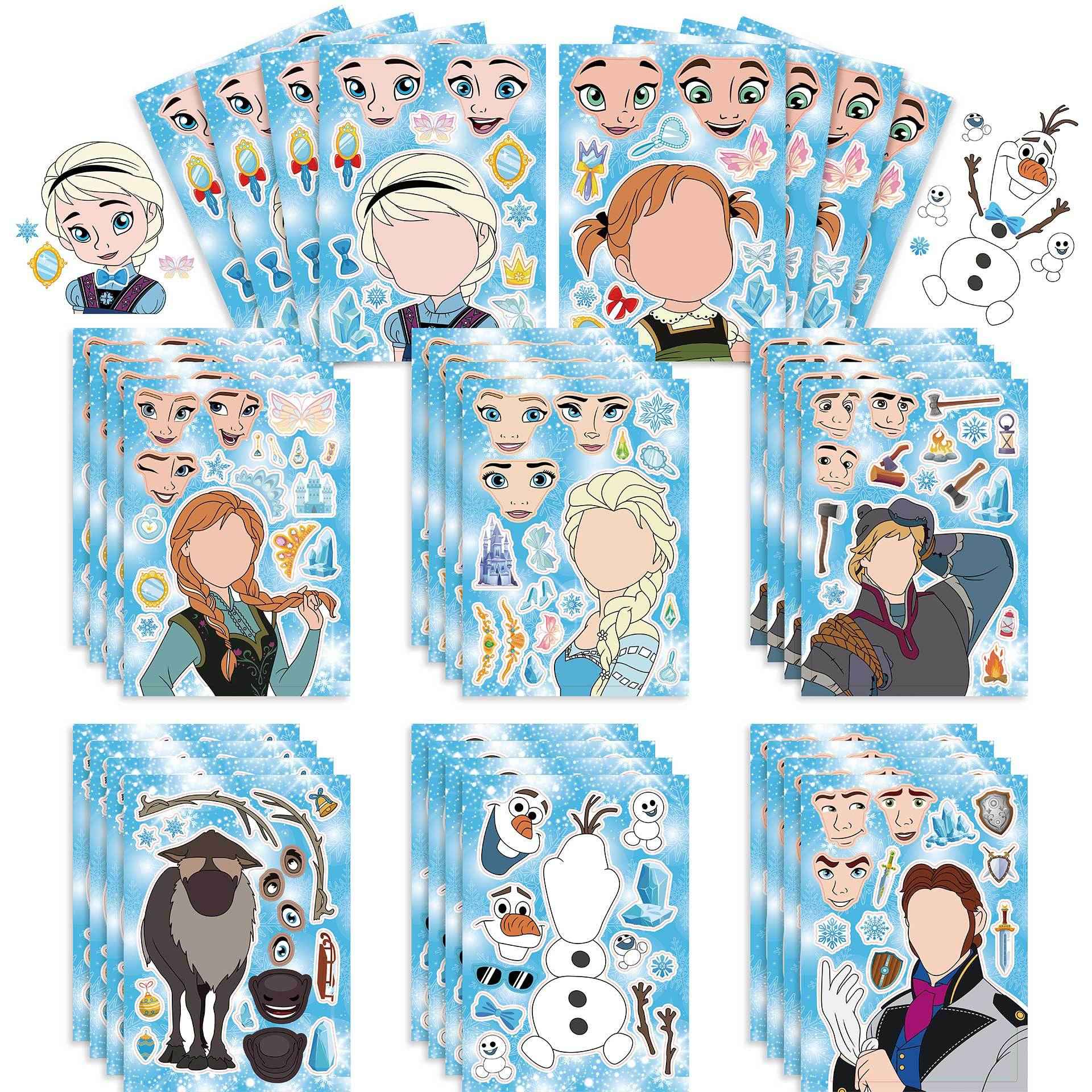 32Pcs Frozen Princess Make a face Stickers for kids - TTpen