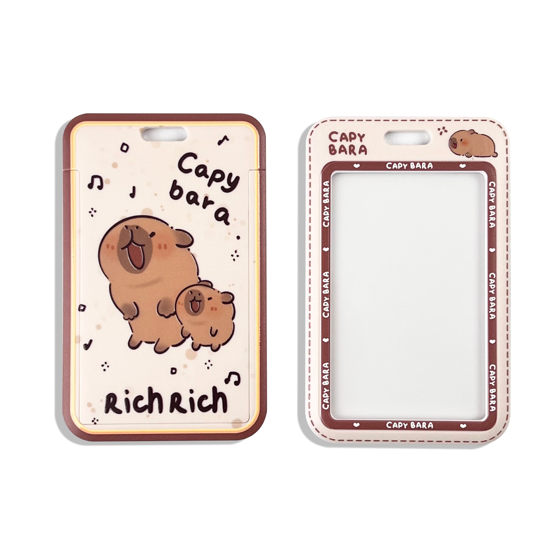 Capybara ID Card Badges Holder Set with Retractable Lanyard (4-Pack)