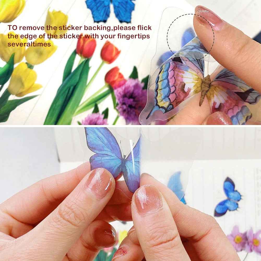 160pcs Clear PET Transparent Flower Floral Stickers Set - TTpen
