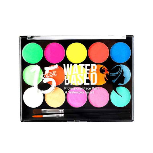 15 Color Face Painting Kit for Kids Makeup with 2 Brushes