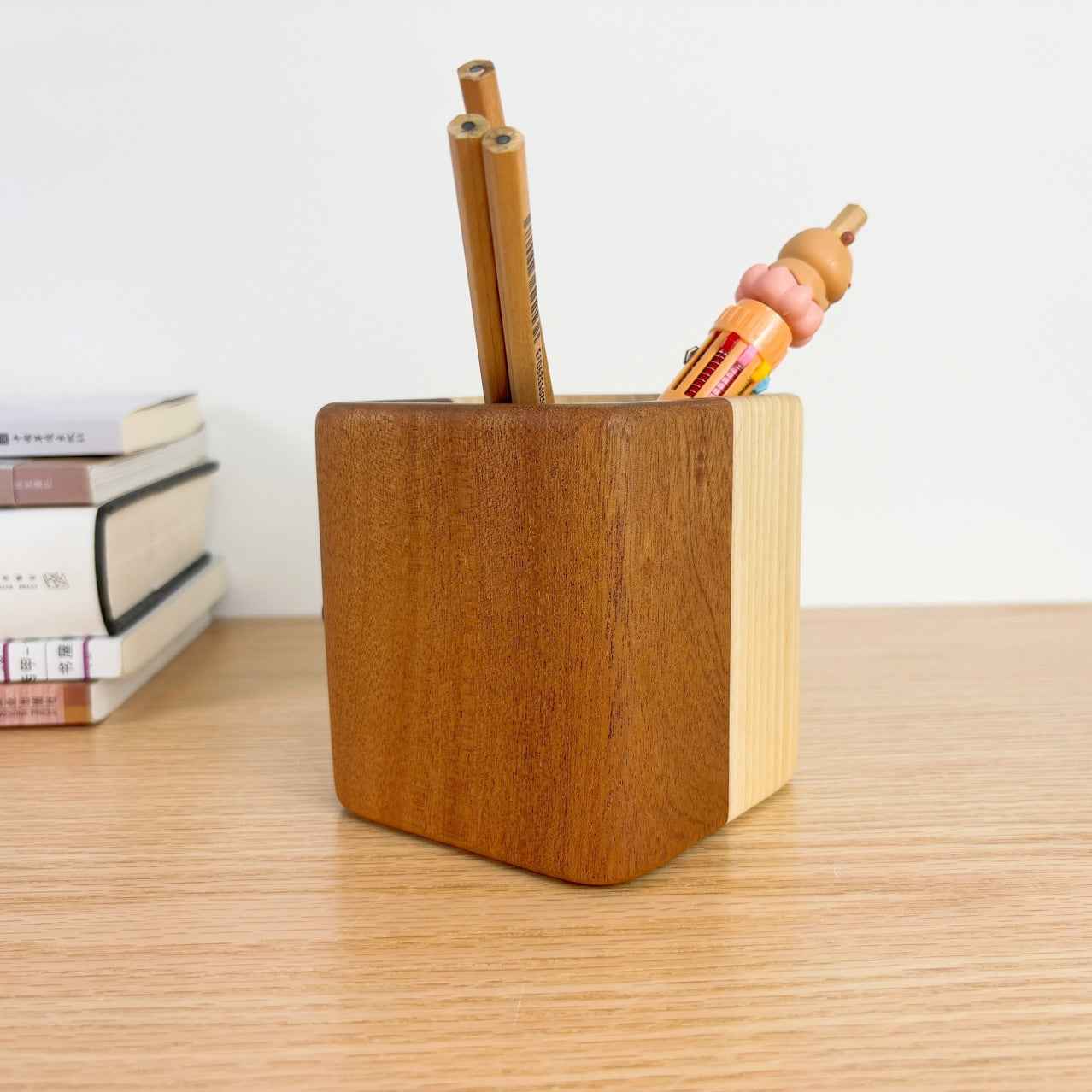 Cute Wood Desktop Pen Pencil Holder Monkey and Sheep