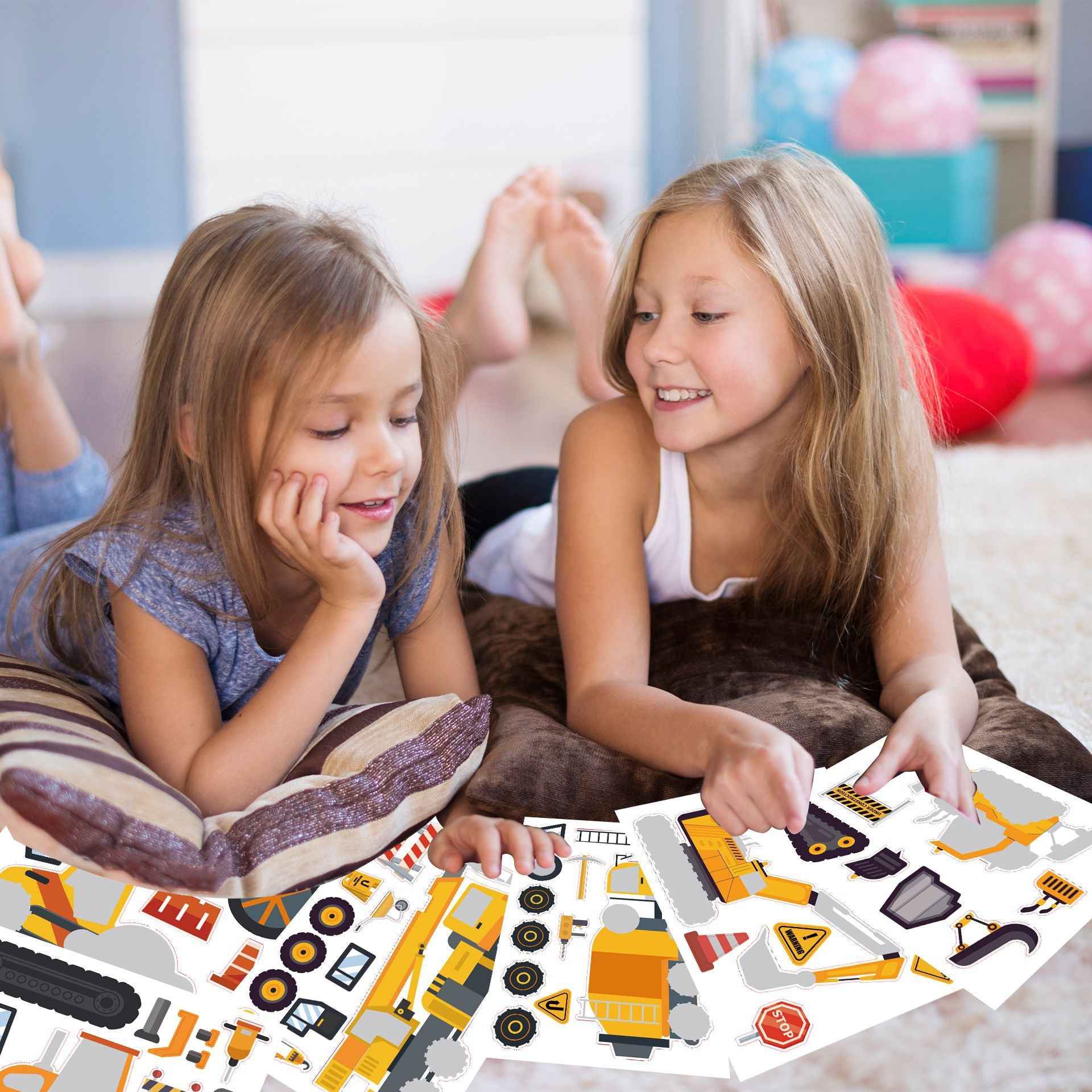 24 Sheets Engineering Vehicles Make Your Own Stickers for Kids - TTpen