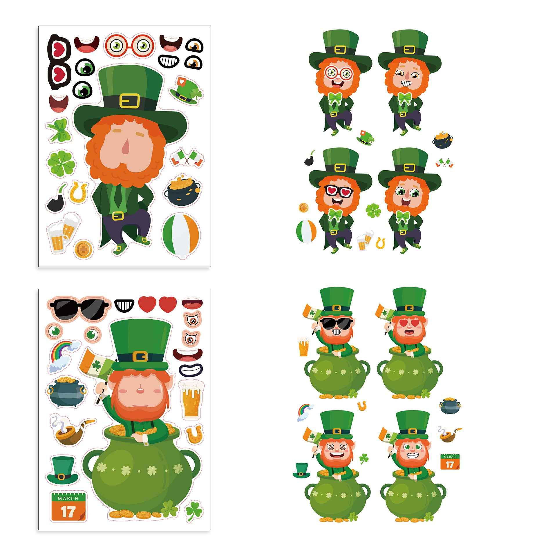 24 Sheets St Patricks Day Stickers for Kids Cards Crafts - TTpen