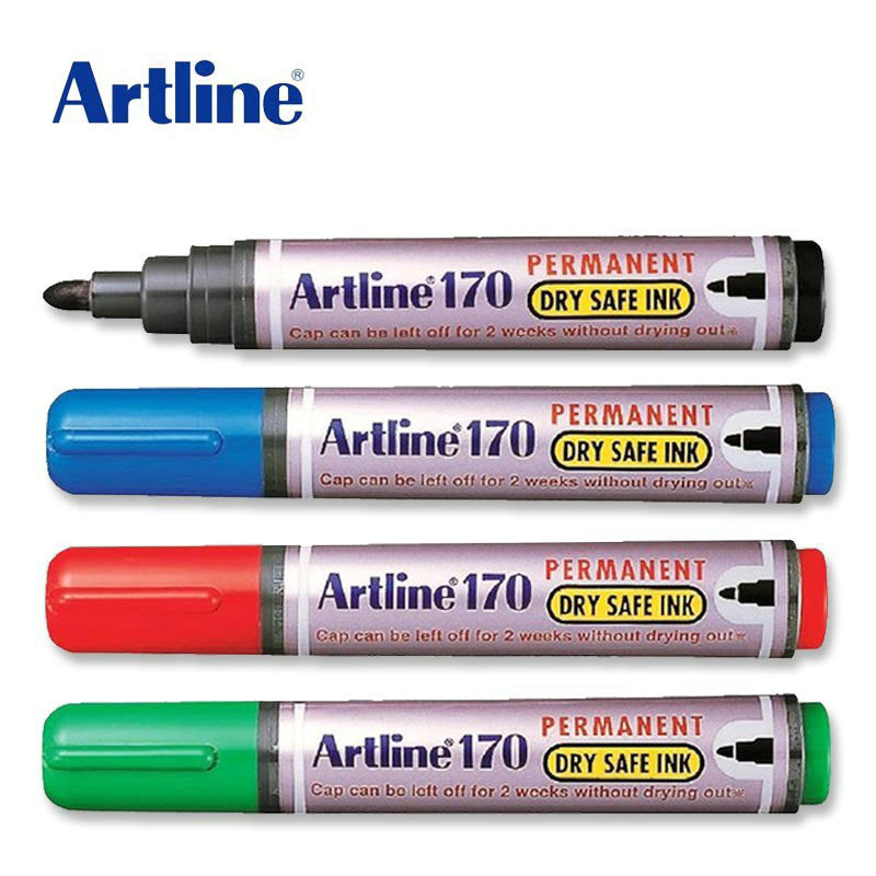 Artline 170 Permanent Marker 2.0mm Dry-Safe Ink 4 Pack 2.0mm 4 Mixed