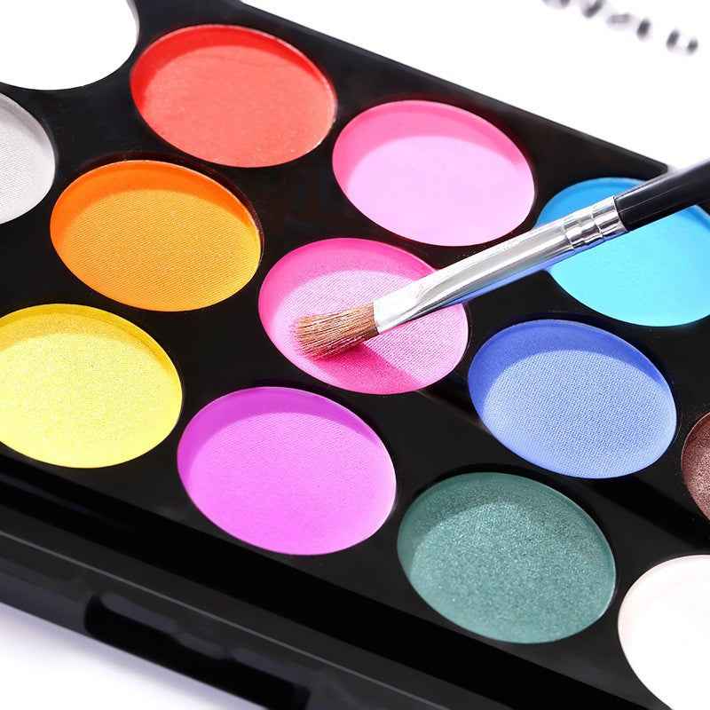 15 Color Face Painting Kit for Kids Makeup with 2 Brushes