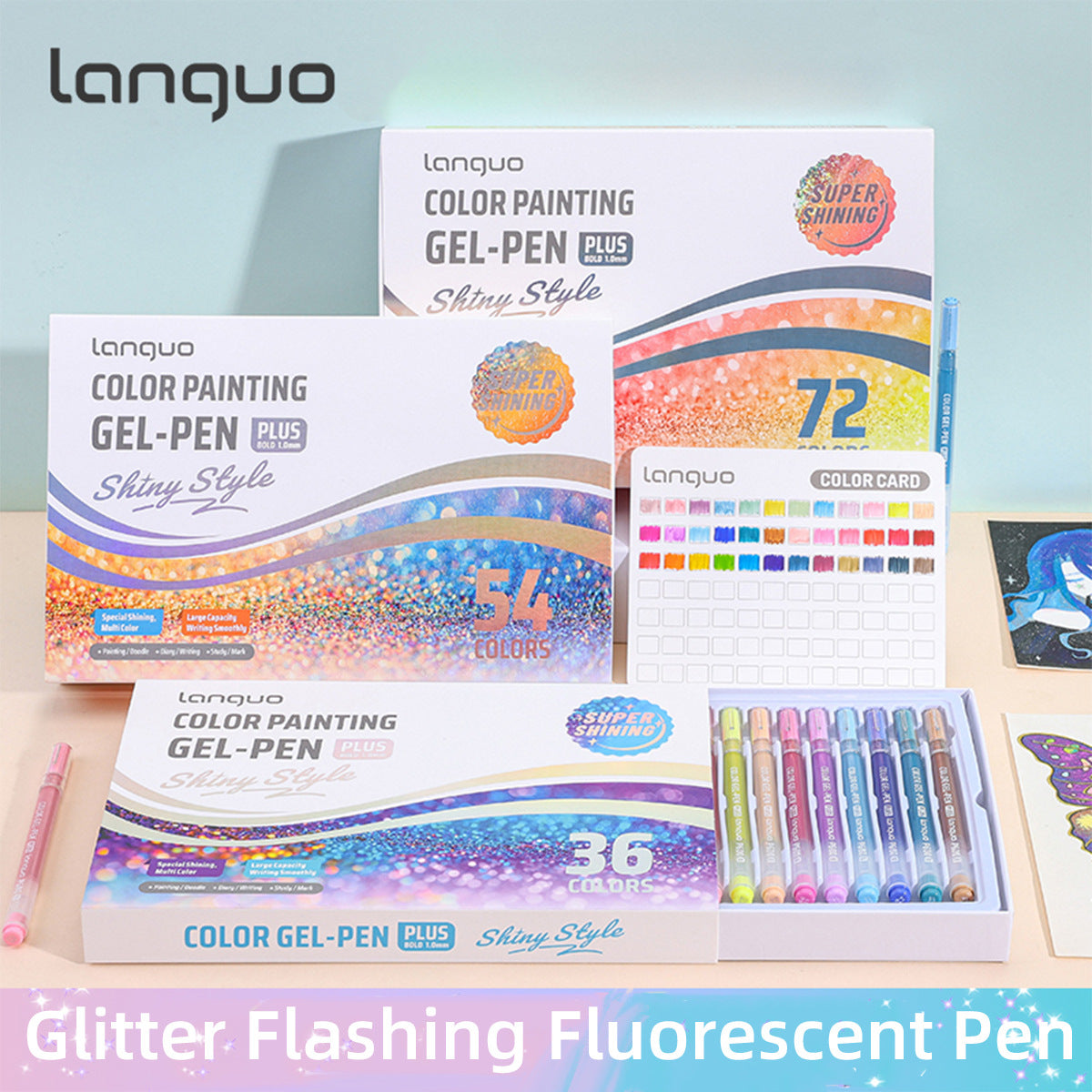 Languo Color Painting Gel Pen Plus 1.0mm Shiny Style 24/36/54/72 Colors
