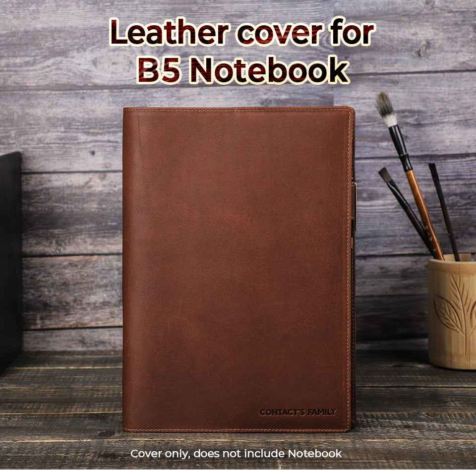 Tan B5 Leather Notebook Journal Cover for Field Notes Planner