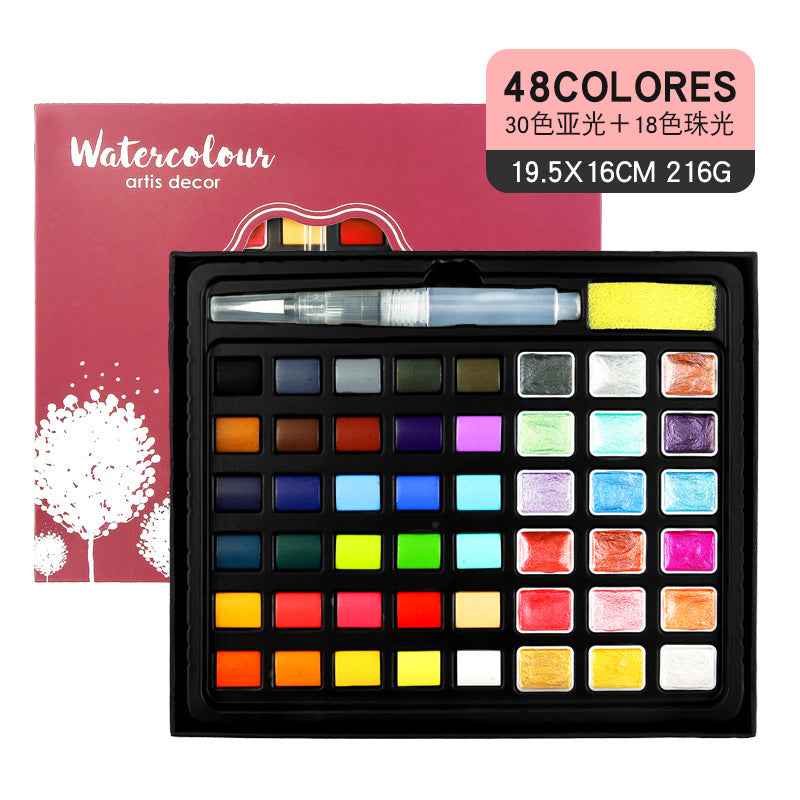 48 Colors Watercolor Paint Set Metallic Glitter Color - TTpen