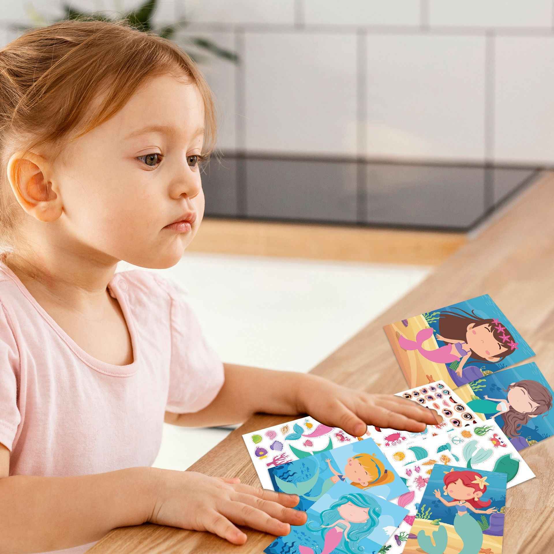 20 Sheets Mermaid Make a Face Stickers for Kids Girls DIY - TTpen