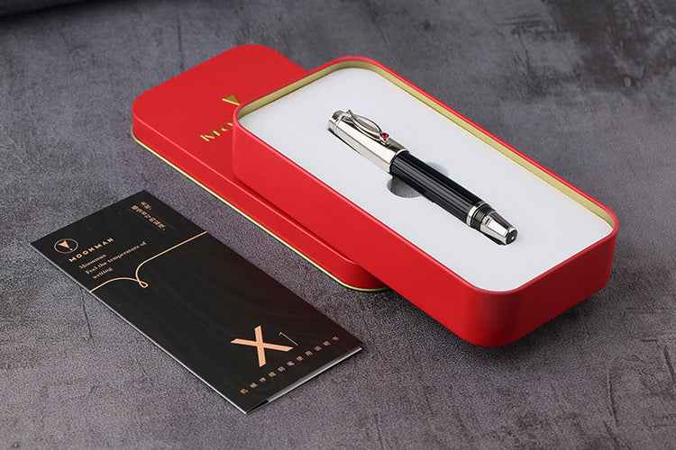 Majohn X1 Retractable Fountain Pen Black Resin,Iridium Extra Nib - TTpen