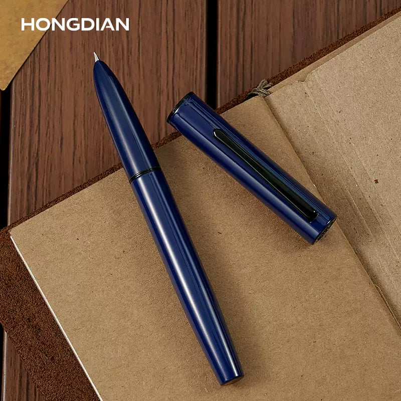 Hongdian C1 Fountain Pen Classic Retro Metal Pen with Ink Converter Dark Blue