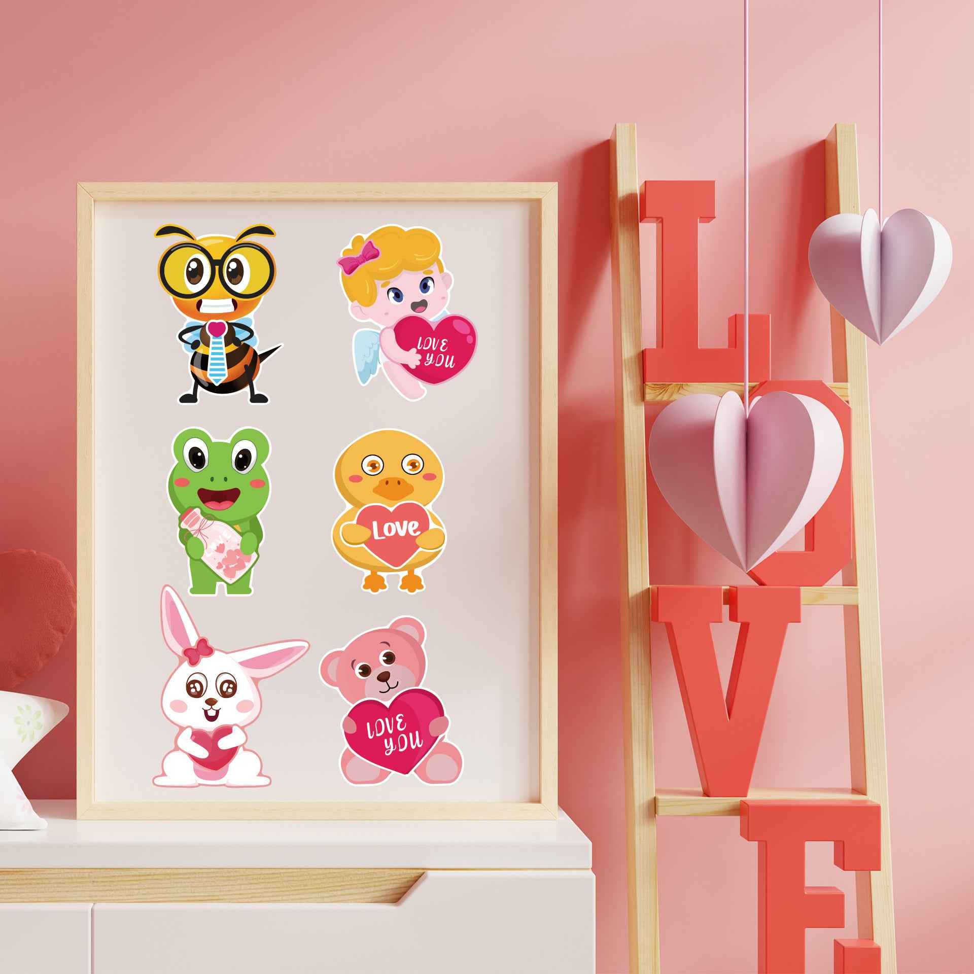 24 Sheets Valentine's Day Love You Animal Stickers for Kids - TTpen
