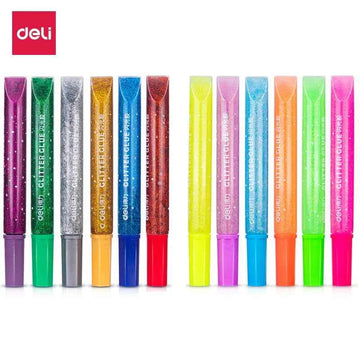 DELI 12 Color Glitter Glue Stick Pens Set 12ml