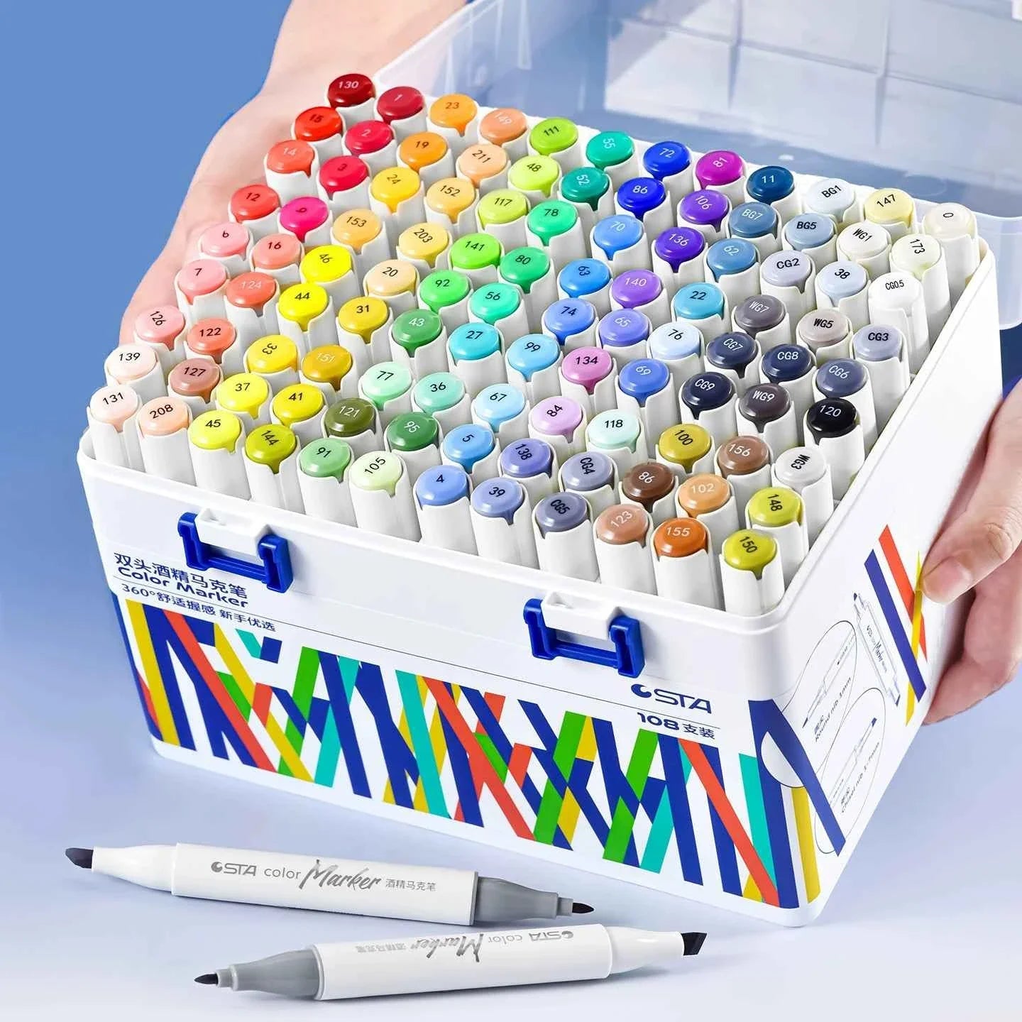STA 9103 Alcohol Based Markers for Starters,24/36/48/60/80/108-Color Dual Tips